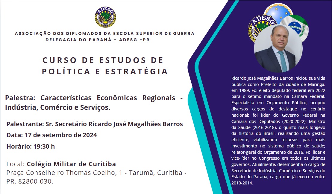 Palestra: Características Econômicas Regionais – Indústria, Comércio e Serviço